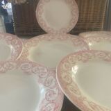 9 assiettes plates anciennes "Dubarry" Creil-Montereau, en terre de fer