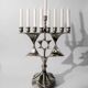 Vintage 1960s silver-plated menorah for Hanukkah, Mid-Century design with rotating Star of David, Judaica decoration, elegant gift idea.