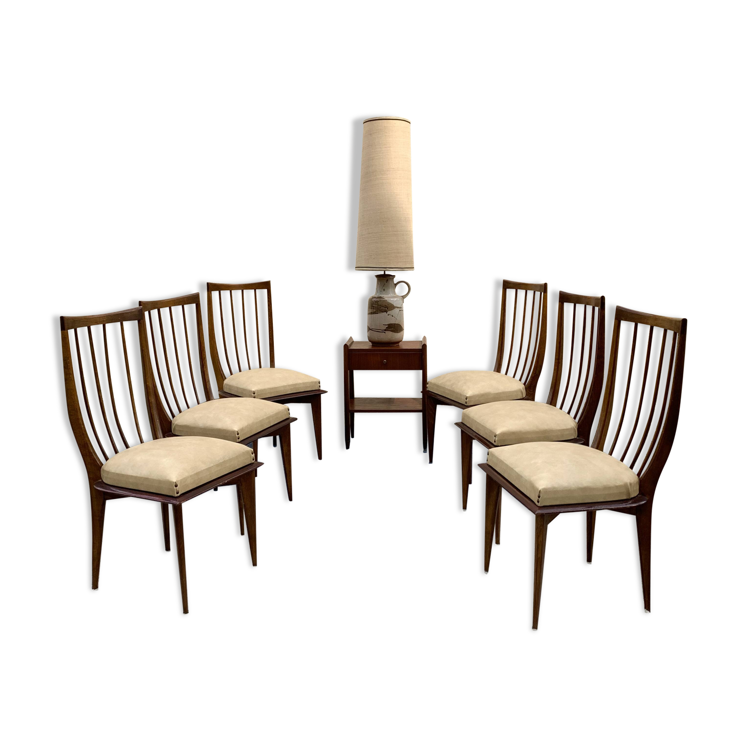 Set of 6 Scandinavian-inspired chairs from the 1960s