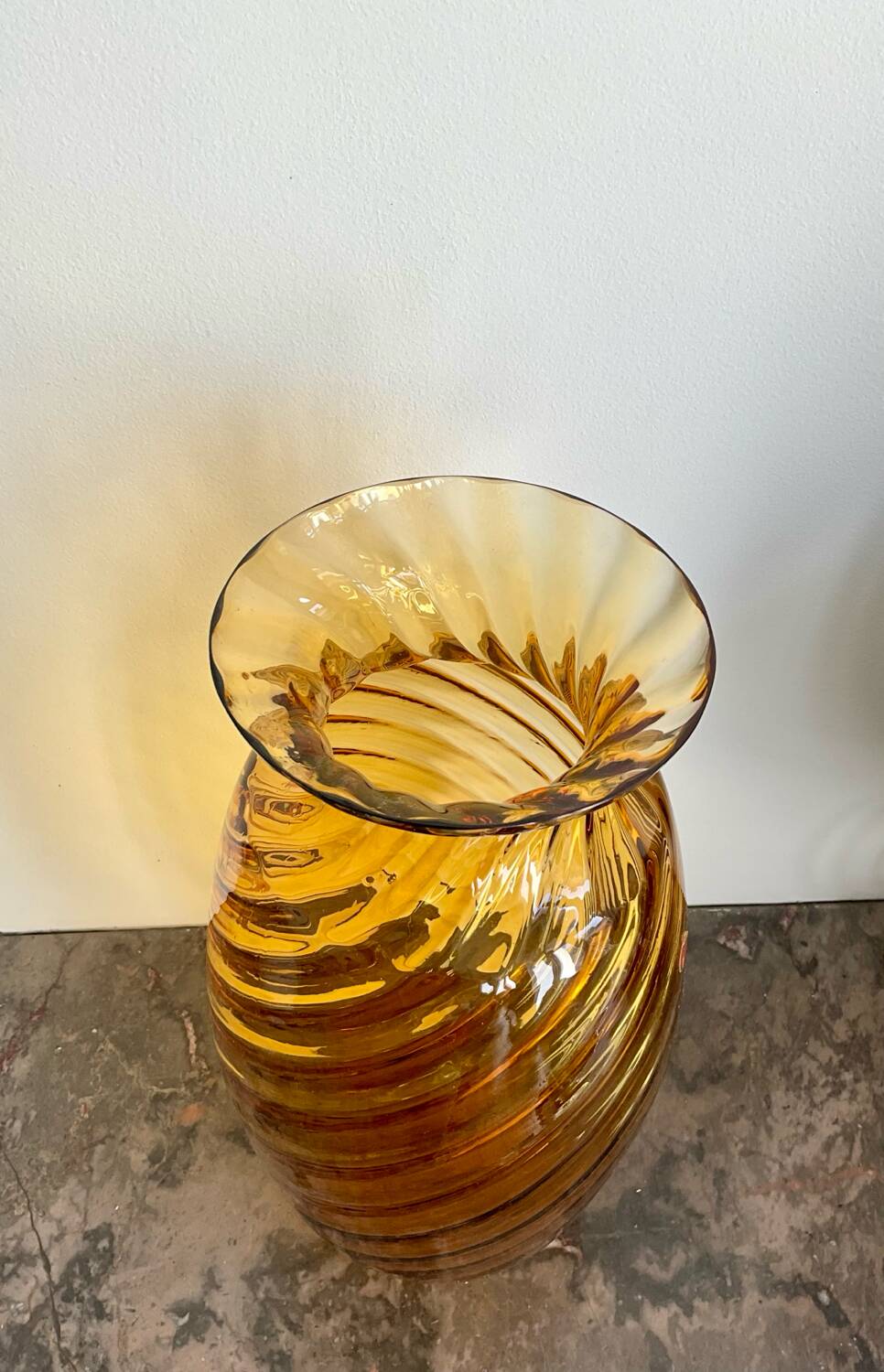 Amber blown glass vase