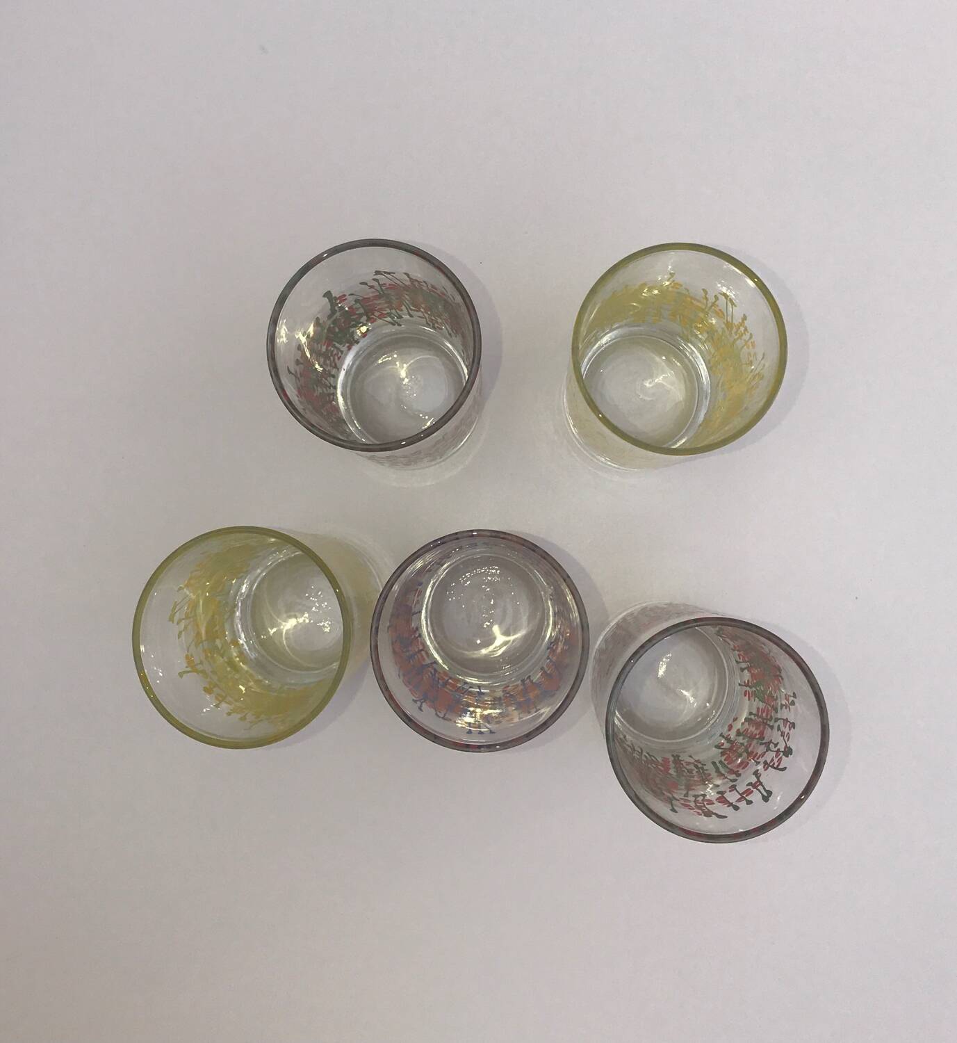 Set of 5 antique glasses