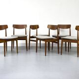 Chaises de salle à manger en teck et laine par Casala, années 1960, lot de 6