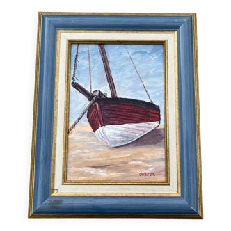 Marine Painting, Boat on the Beach cecile mesmin