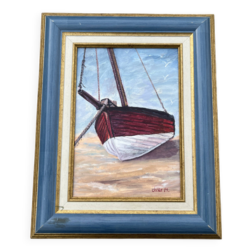Marine Painting, Boat on the Beach cecile mesmin