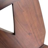 Retro brutalist chair in dark solid wood
