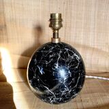 Lampe bois trompe l’œil, câble tissu, abat-jour