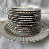 Dessert service 10 plates and a Bernardaud Limoges porcelain cake dish