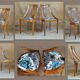 Pair of gondola chairs lined Clarke and Clarke