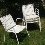 4 vintage white garden chairs in rilsan and plastic