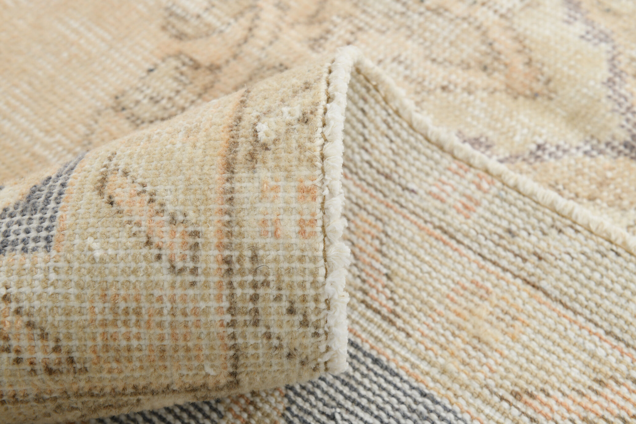 7x10 beige & navy blue vintage rug, 215x302cm