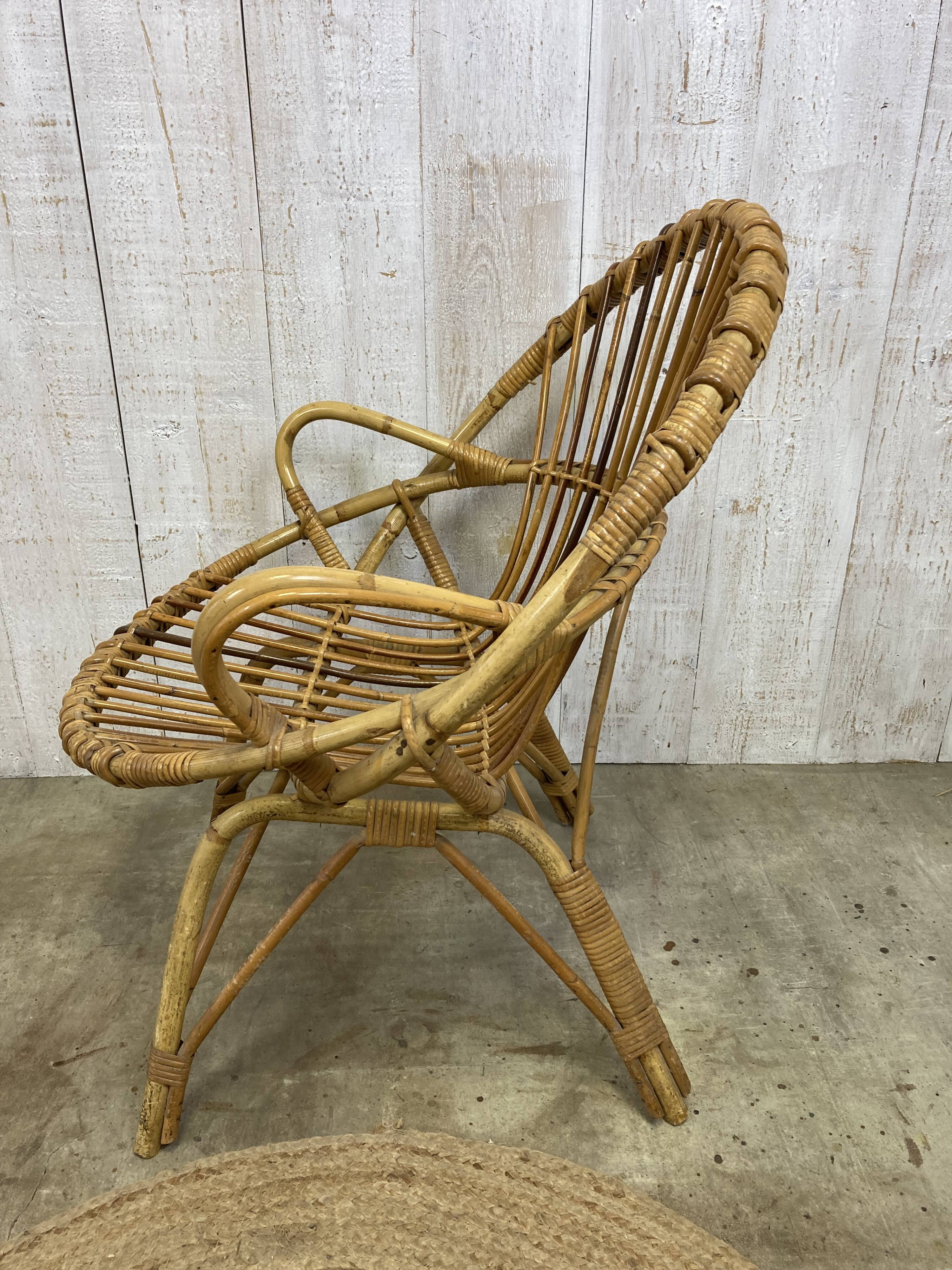 Pair of vintage rattan armchairs