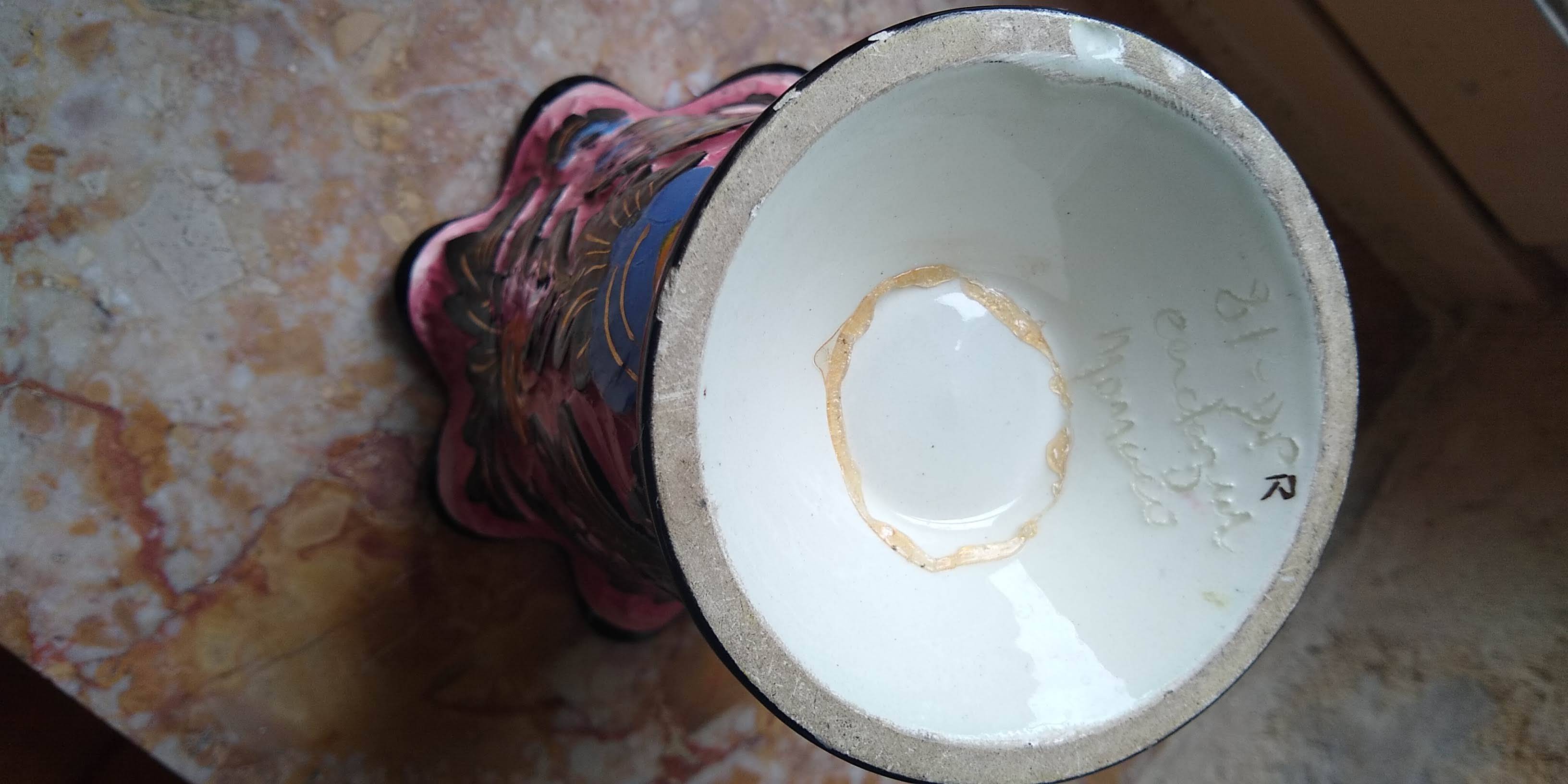 Vallauris vase signed Monaco with fish decoration