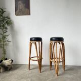 Pair of high rattan stools