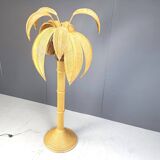 Vintage bamboo palm tree floor lamp, 1970s