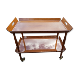 SERVING TROLLEY BAR TABLE ON WHEELS VINTAGE 2 TRAYS