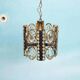 Palwa mid-century suspended chandelier in crystal, glass and brass.