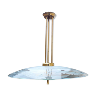 Glass pendant lamp vintage for Fontana Arte Italy