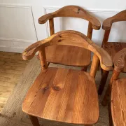 4 pine armchairs from the 1970s