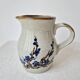 Petit pichet vintage en grès decor floral bleu de cobalt