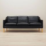 Canapé en cuir noir, design danois, années 1970, fabrication : Hurup Møbelfabrik