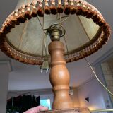 Solid wood lamp and French lampshade in pig bladder