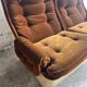 Airborne 1970s Modular 4-Seater Sofa — Brown Velvet Cushions with Cream ABS Shell