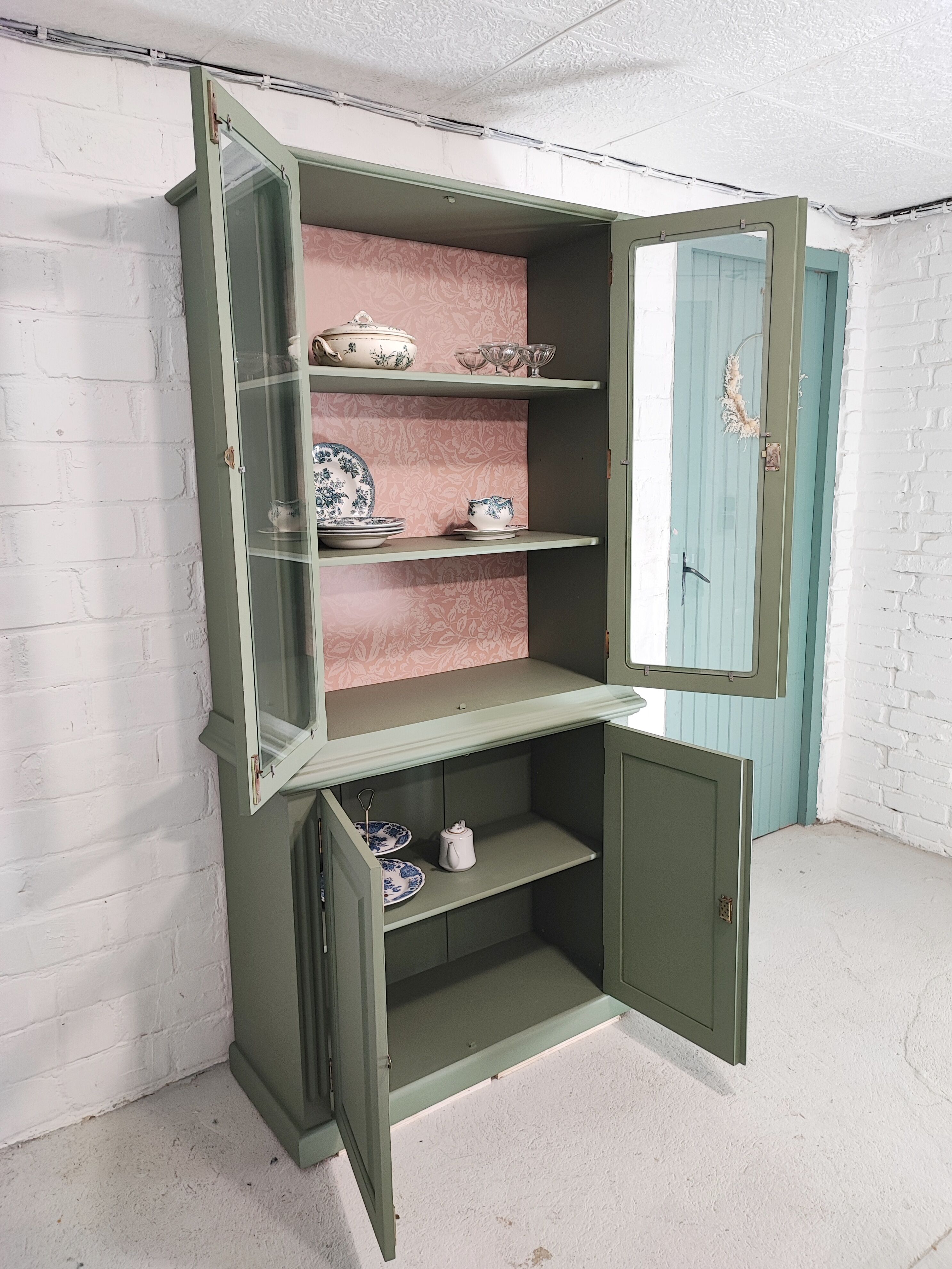 English green glazed sideboard