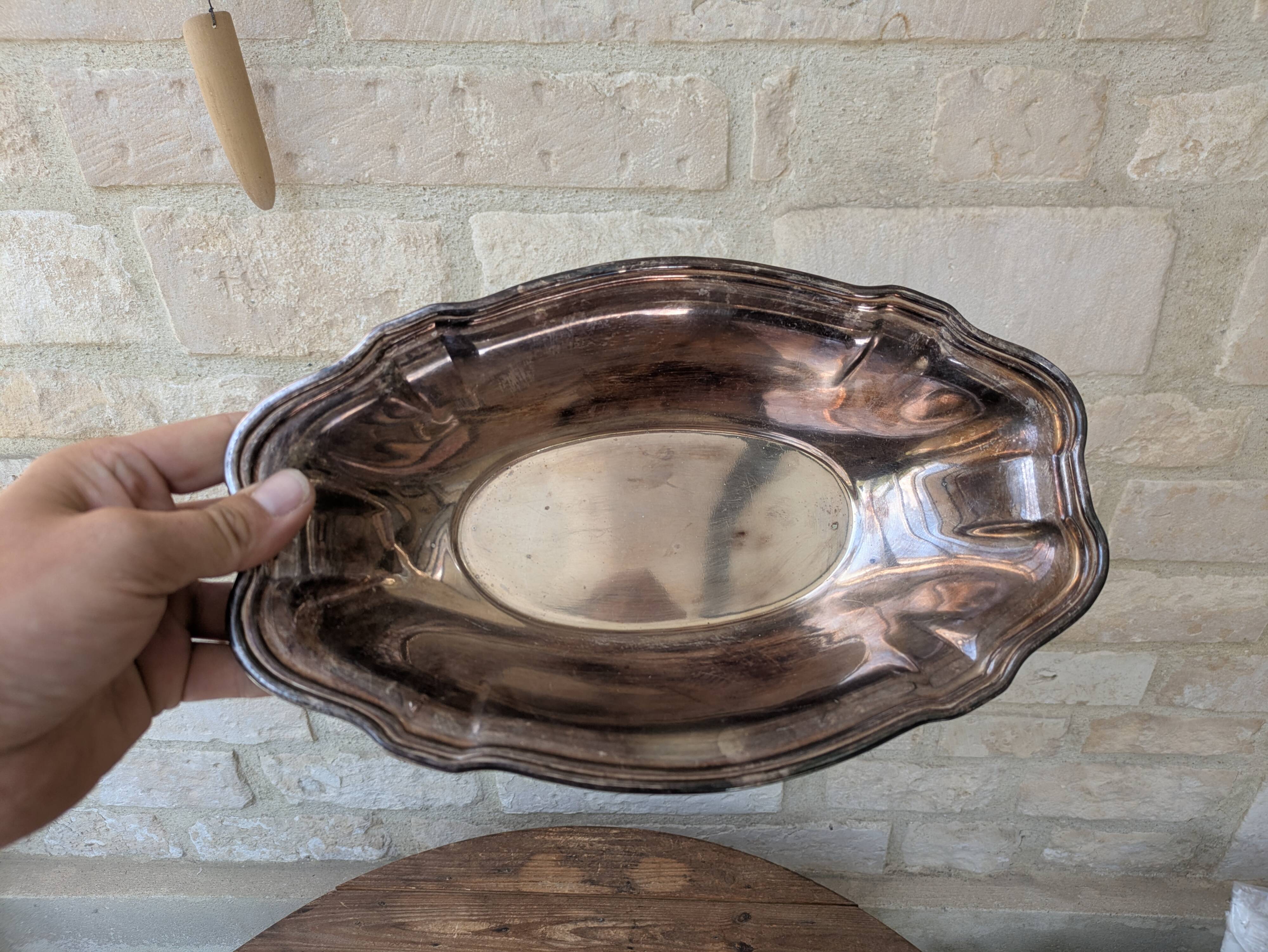 Hollow serving dish / silver-plated basket Ercuis 31x19cm 650g