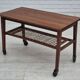 1970s, Danish side table, original very good condition, teak wood, rattan.