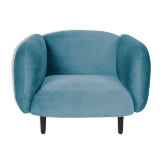 Fauteuil velours bleu clair