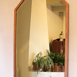 Art deco gold patinated metal mirror pink 65x105cm