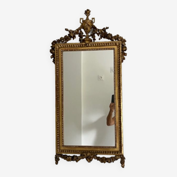 Miroir ancien en bois dorée XIXe siècle de style Louis XVI