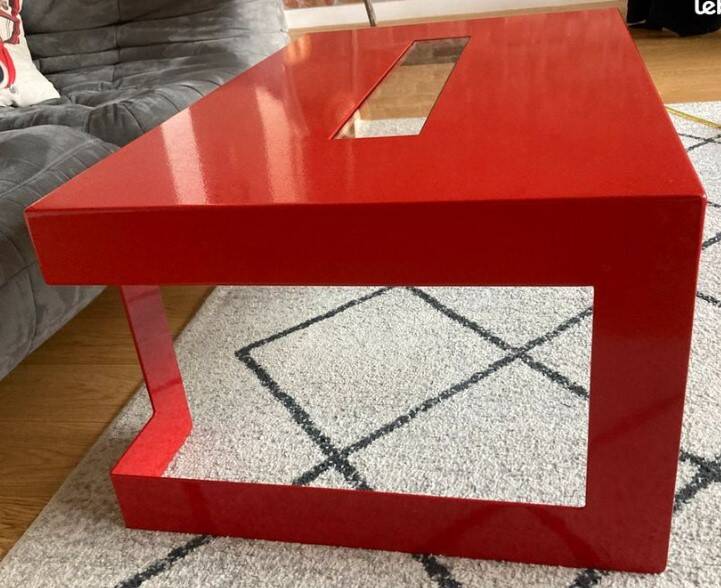 Red metal architect coffee table
