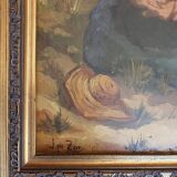 2 x Mother and child in the dunes, signed / J. de Zon (lower left) / oil on wood