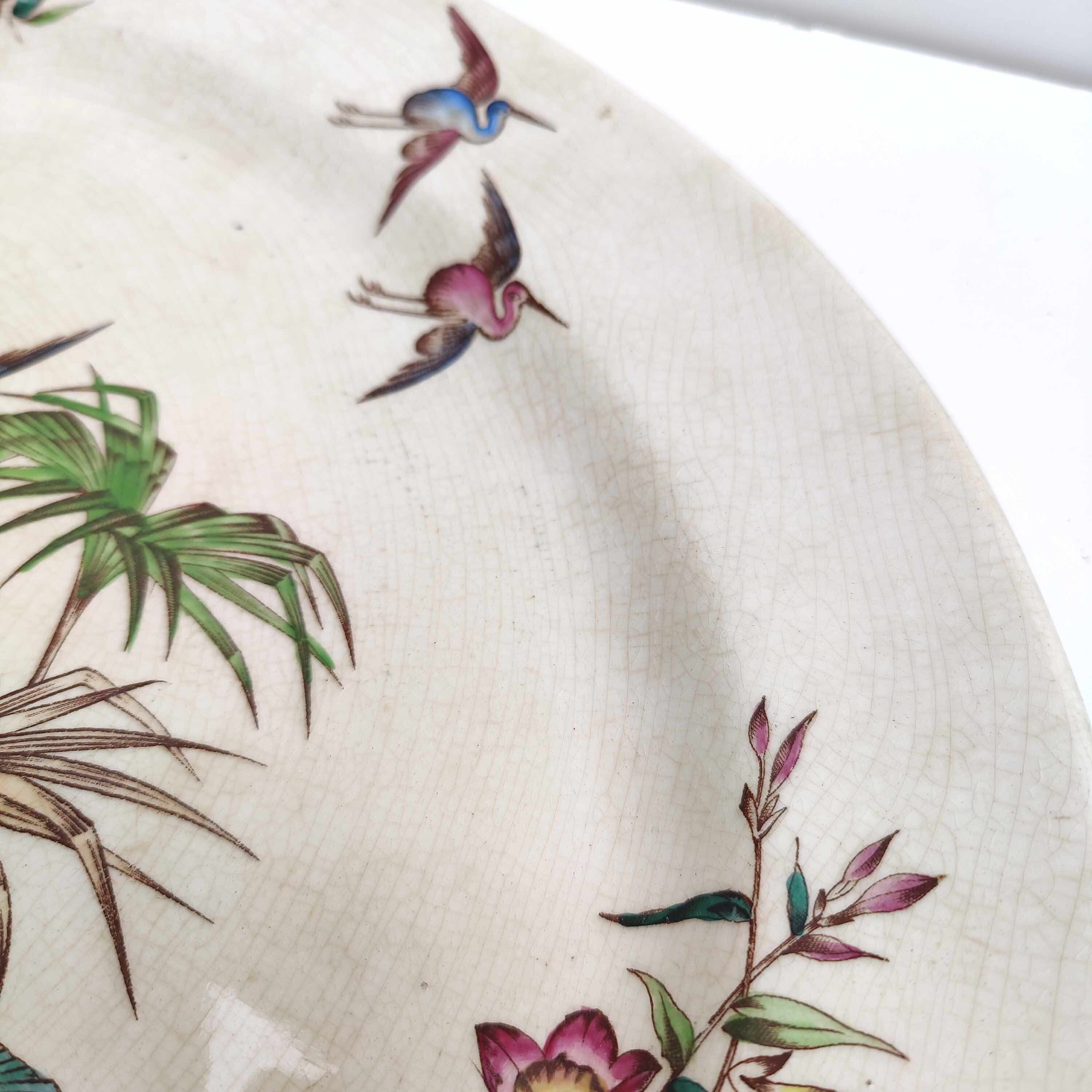 Porcelain dish decoration heron and bamboo