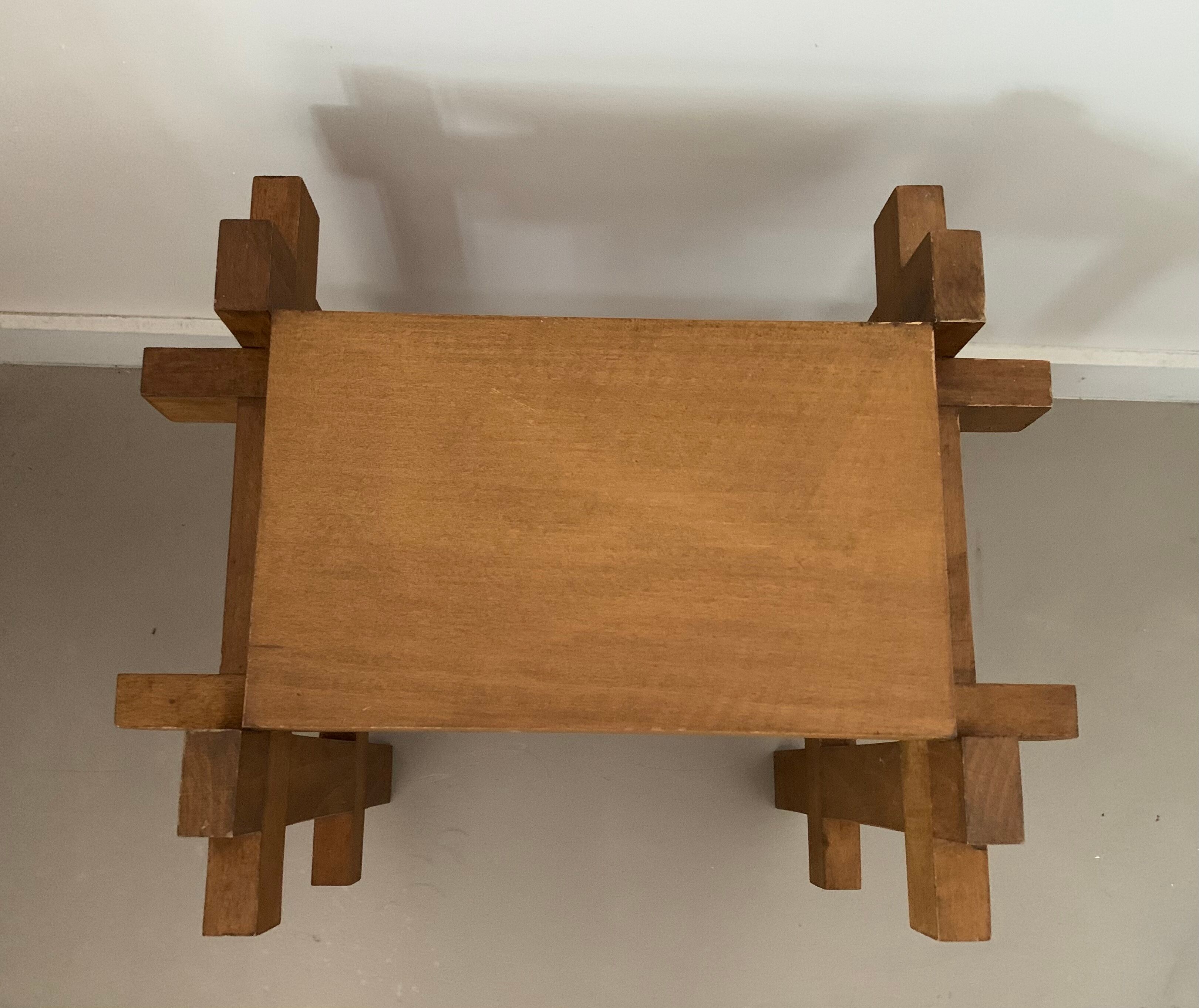 Old brutalist elm stool