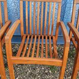 Stackable chair-armchair in solid teak with cushion by Vlaemynck