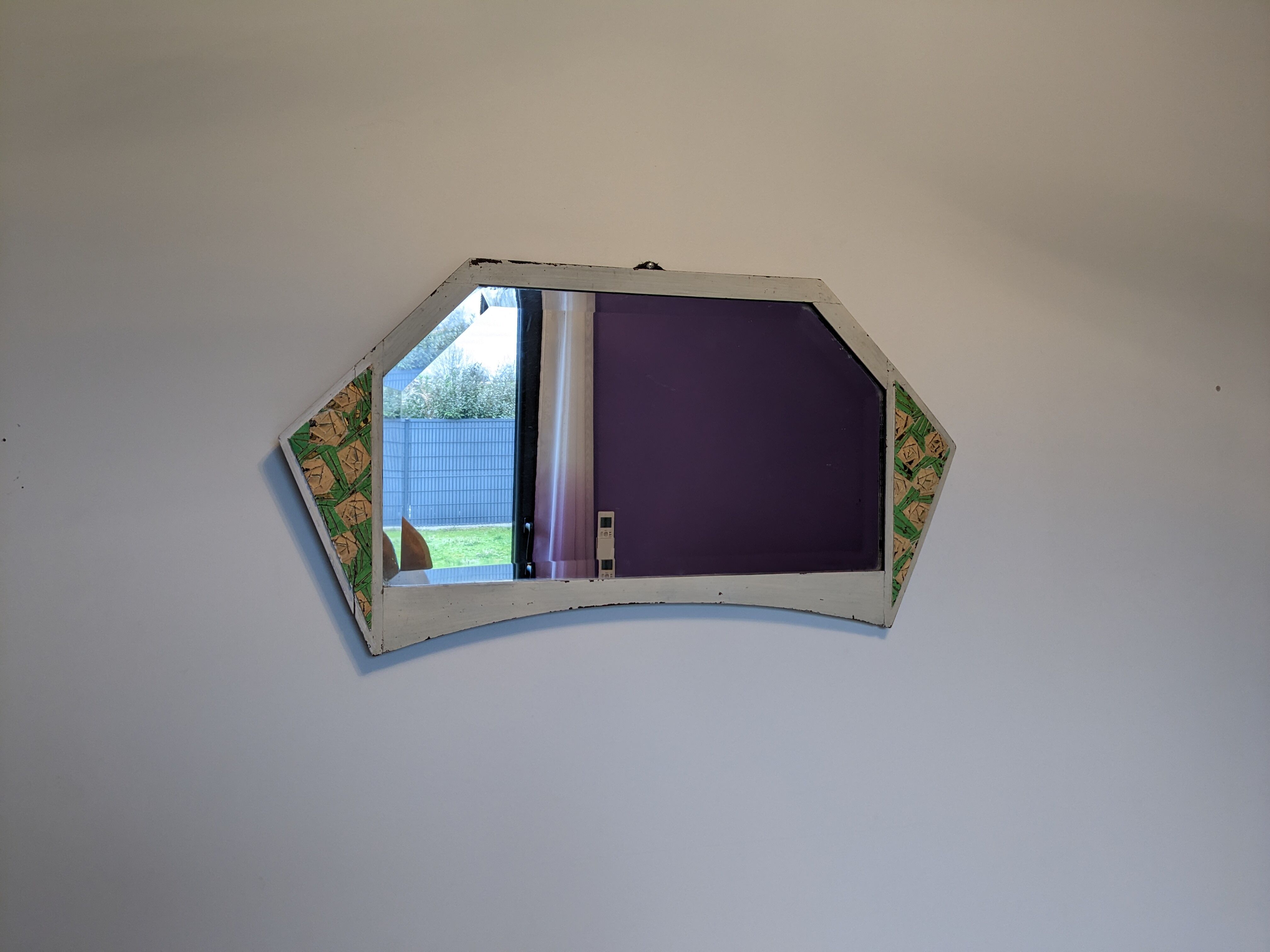 Beveled hexagonal mirror shabby chic style 79 x 42 cm