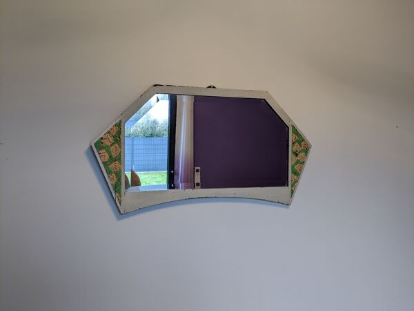 Miroir hexagonal biseauté style shabby chic 79 x 42 cm