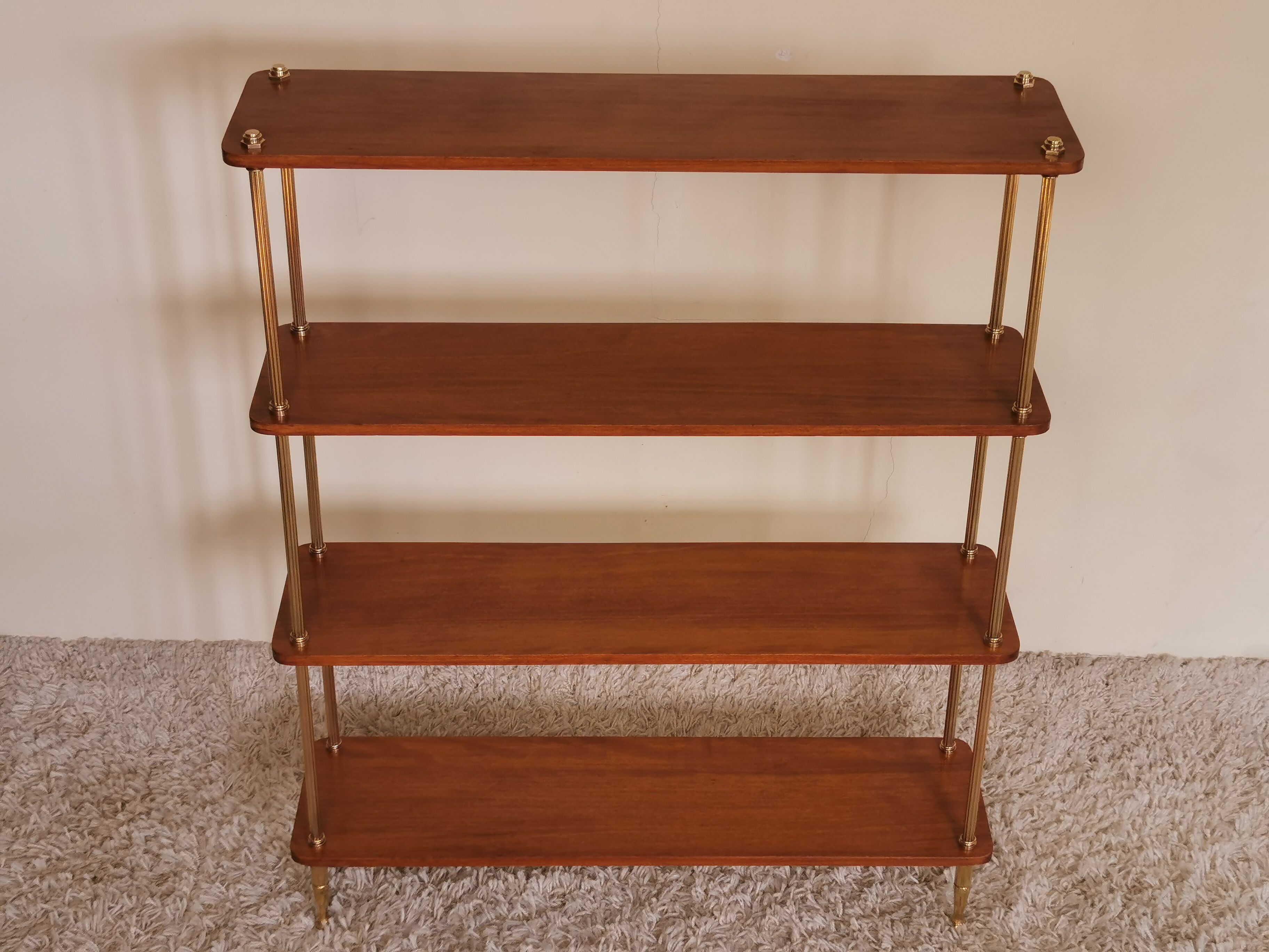 Shelf in brass and teak