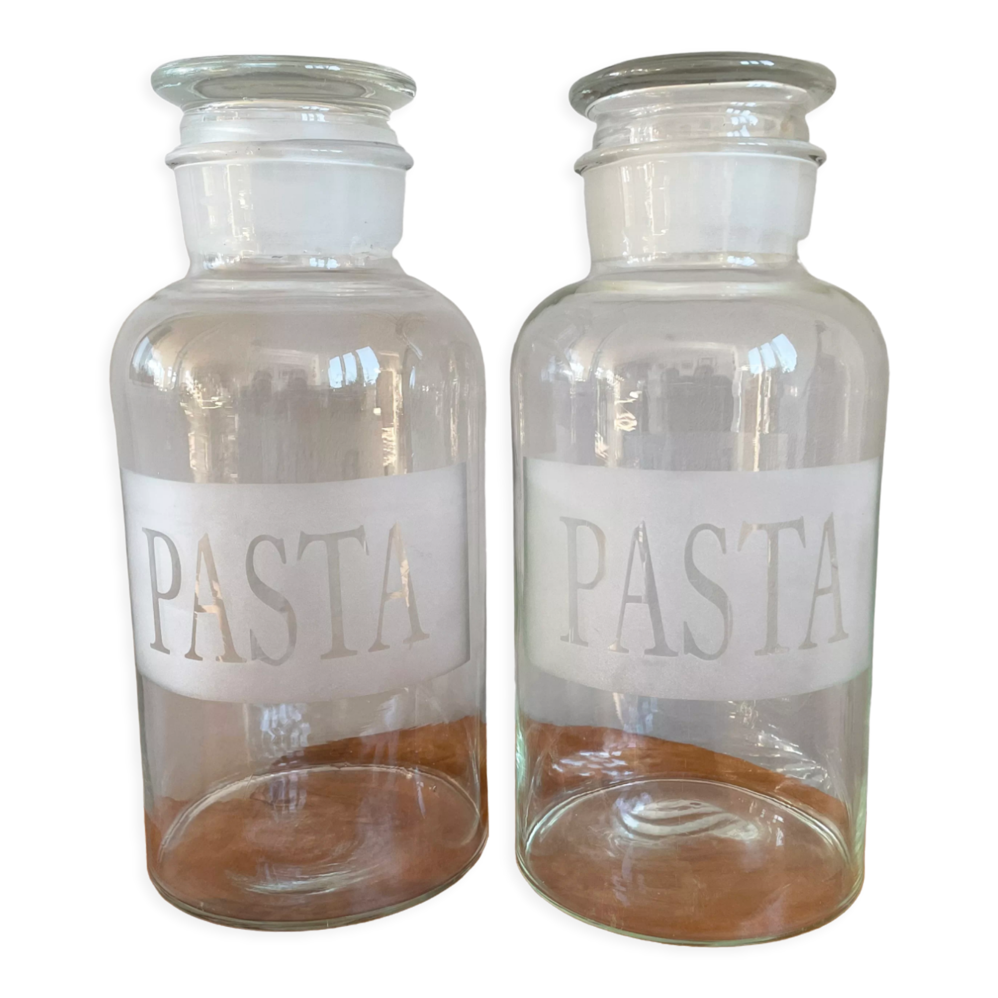 Set of 2 Large Glass Pasta Jars with Stopper Lids, 4 Litre Pasta Containers