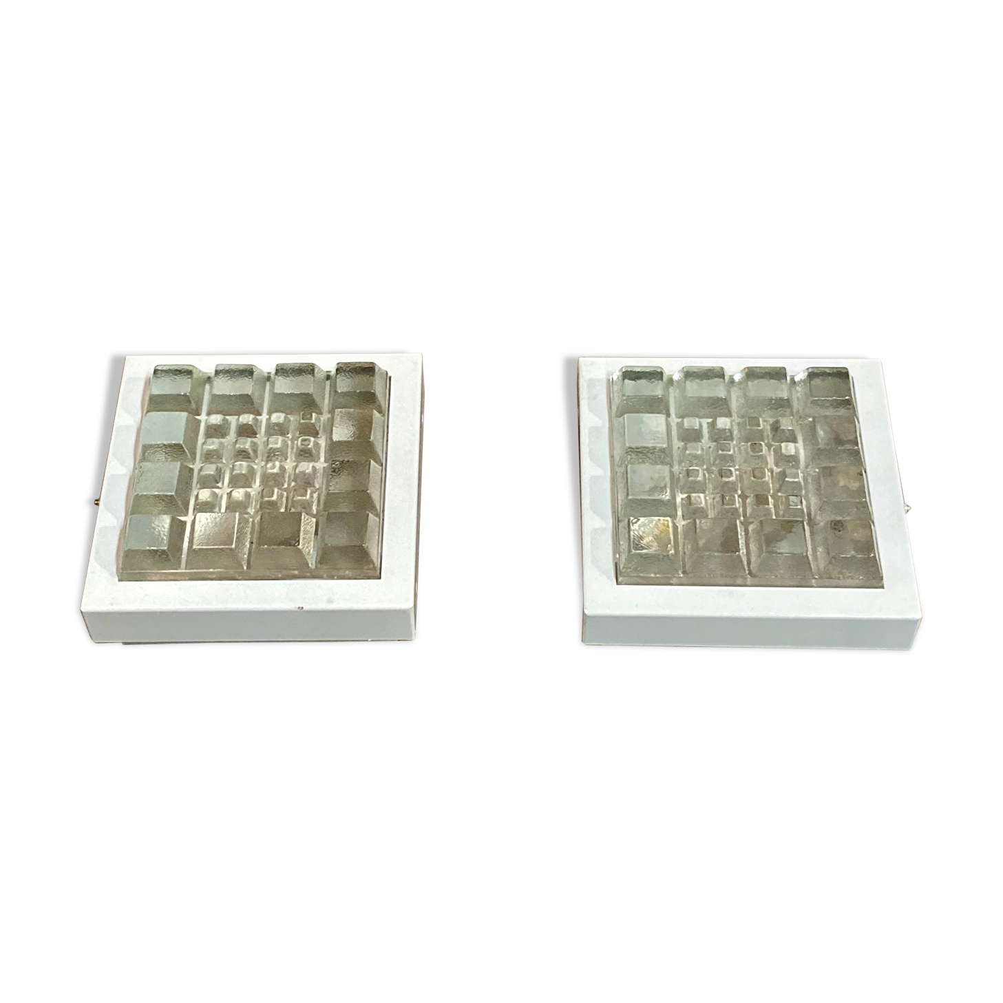 Pair of metal and glass sconces Scandinavian design 1950s