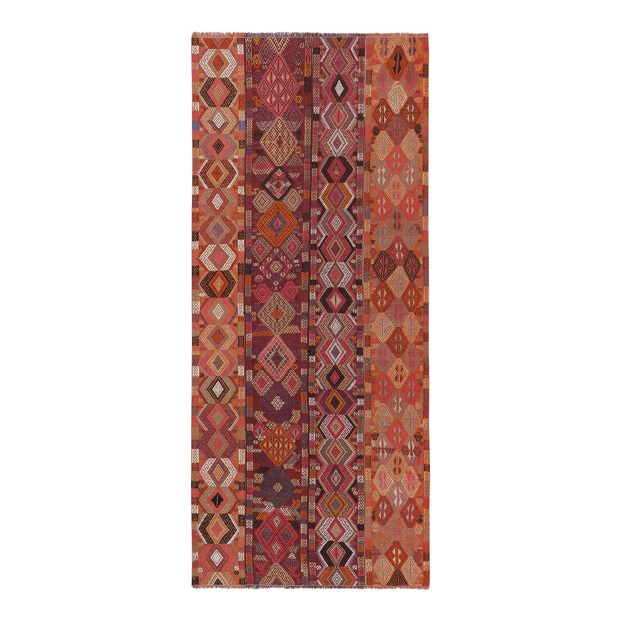 Vintage Turkish kilim, handwoven, 137x316 cm.
