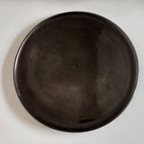 XXL Beretta Vallauris 1960 black glazed earthenware tray D34cm