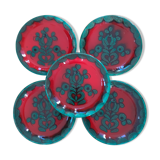 Set of 5 plates Gallo Piroschka Villeroy and Bosch green and red