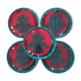 Lot de 5 assiettes Gallo Piroschka Villeroy et Bosch vertes et rouges