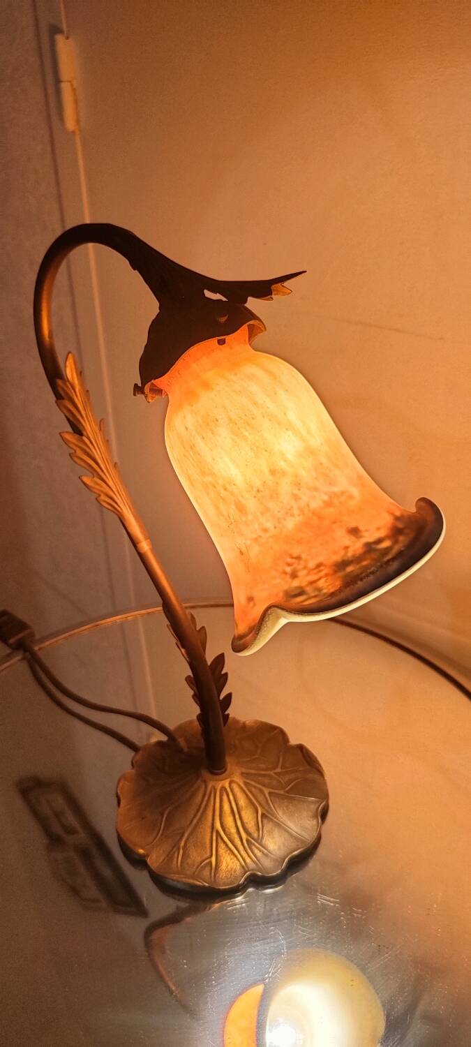 Two art nouveau style tulip lamps signed art de France