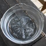 Worked metal fruit basket and glass