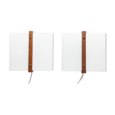 Pair of Scandinavian wall lights 1960, solid teak and plexiglass, Raak C-1521