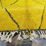 Handmade Berber rug from Oued Zem, yellow, size 140 x 260 cm